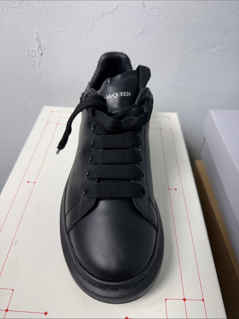 Alexander McQueen Black Leather Sneakers with Crystal Heel - Picture 2 of 6